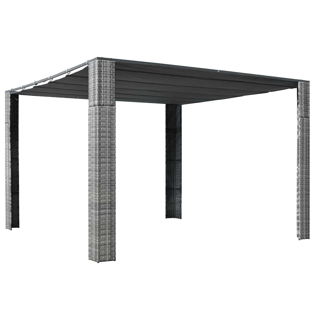 VidaXL Prieel met dak 300x300x220 cm poly rattan grijs en antraciet