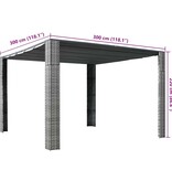 VidaXL Prieel met dak 300x300x220 cm poly rattan grijs en antraciet