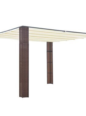 VidaXL Prieel met dak 300x300x220 cm poly rattan bruin en crème