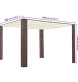 VidaXL Prieel met dak 300x300x220 cm poly rattan bruin en crème