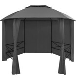 VidaXL Tuinpaviljoen met gordijnen hexagonaal 360x265 cm