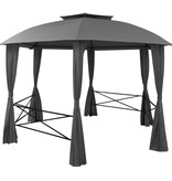 VidaXL Tuinpaviljoen met gordijnen hexagonaal 360x265 cm