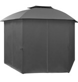 VidaXL Tuinpaviljoen met gordijnen hexagonaal 360x265 cm