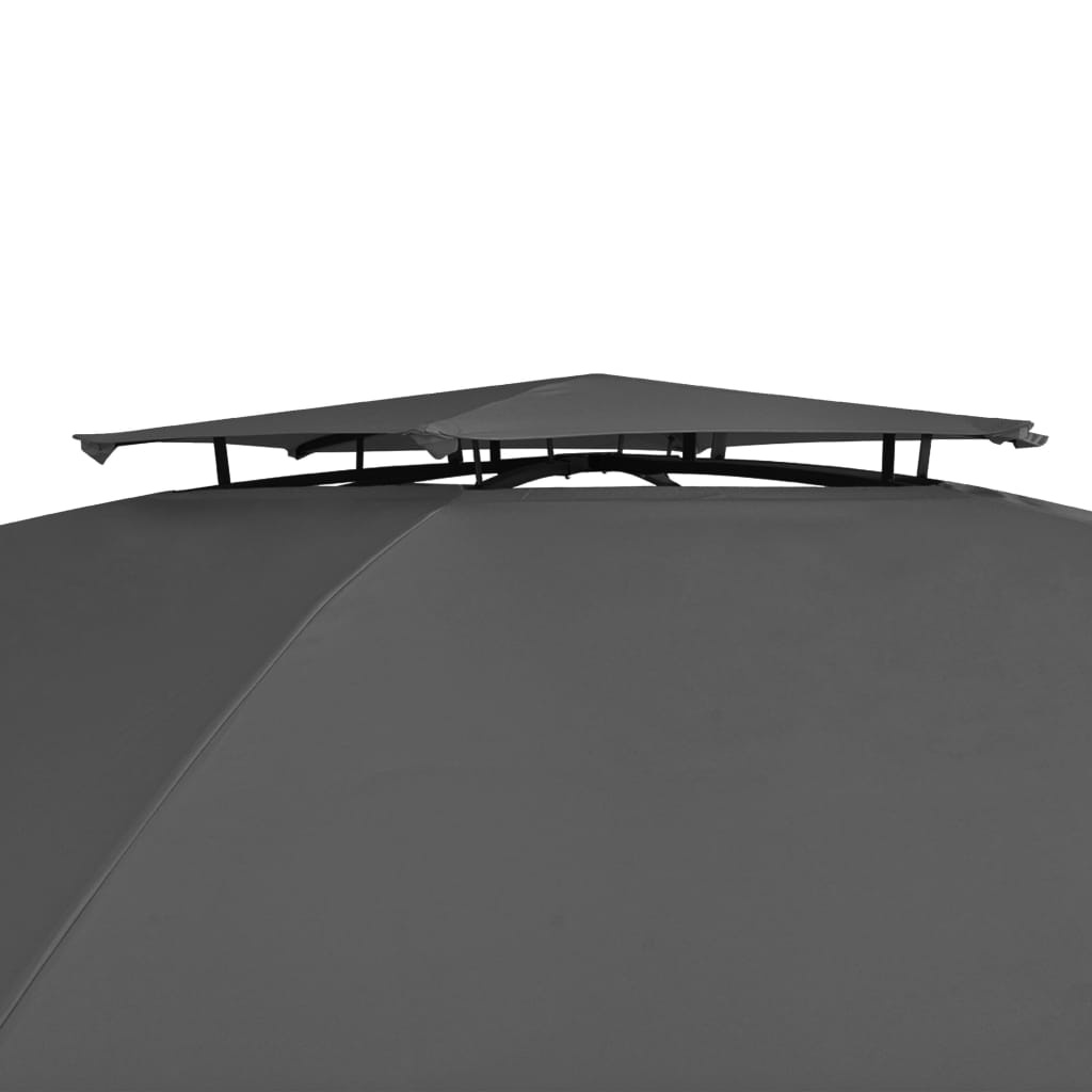 VidaXL Tuinpaviljoen met gordijnen hexagonaal 360x265 cm