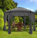 VidaXL Prieel met gordijnen rond 3,5x2,7 m antracietkleurig