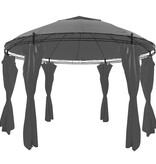 VidaXL Prieel met gordijnen rond 3,5x2,7 m antracietkleurig