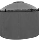 VidaXL Prieel met gordijnen rond 3,5x2,7 m antracietkleurig