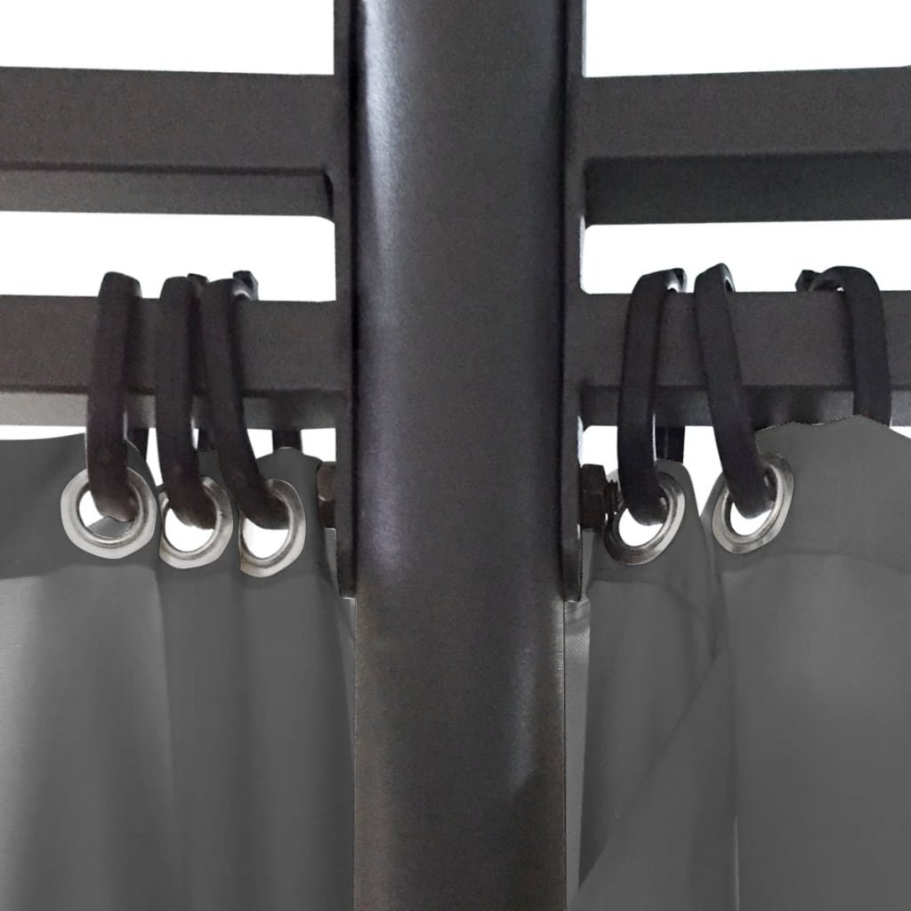 VidaXL Prieel met gordijnen rond 3,5x2,7 m antracietkleurig