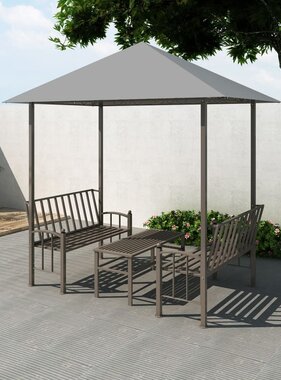 VidaXL Tuinpaviljoen met tafel en bankjes 2,5x1,5x2,4 m antraciet