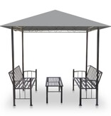 VidaXL Tuinpaviljoen met tafel en bankjes 2,5x1,5x2,4 m antraciet