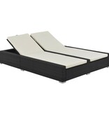 VidaXL Ligbed tweepersoons poly rattan zwart