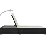 VidaXL Ligbed tweepersoons poly rattan zwart