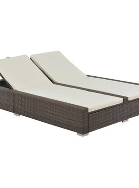 VidaXL Ligbed tweepersoons poly rattan bruin