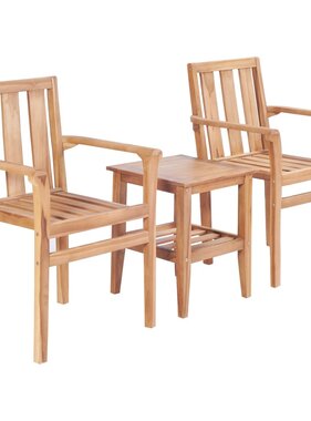 VidaXL 3-delige Bistroset massief teakhout