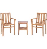 VidaXL 3-delige Bistroset massief teakhout