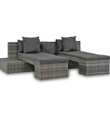 VidaXL 4-delige Loungeset met kussens poly rattan grijs