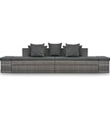 VidaXL 4-delige Loungeset met kussens poly rattan grijs