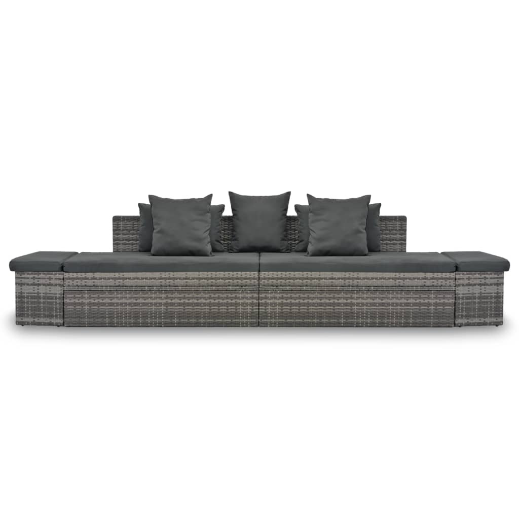 VidaXL 4-delige Loungeset met kussens poly rattan grijs