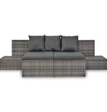 VidaXL 4-delige Loungeset met kussens poly rattan grijs