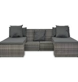 VidaXL 4-delige Loungeset met kussens poly rattan grijs