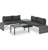 VidaXL Loungeset met kussens 3-delig poly rattan grijs
