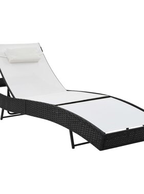 VidaXL Ligbed met kussen poly rattan zwart