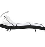 VidaXL Ligbed met kussen poly rattan zwart