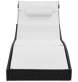 VidaXL Ligbed met kussen poly rattan zwart