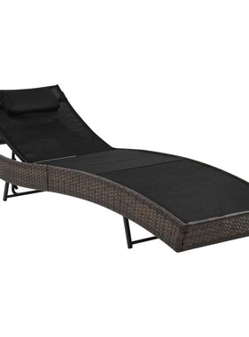 VidaXL Ligbed met kussen poly rattan bruin