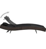 VidaXL Ligbed met kussen poly rattan bruin