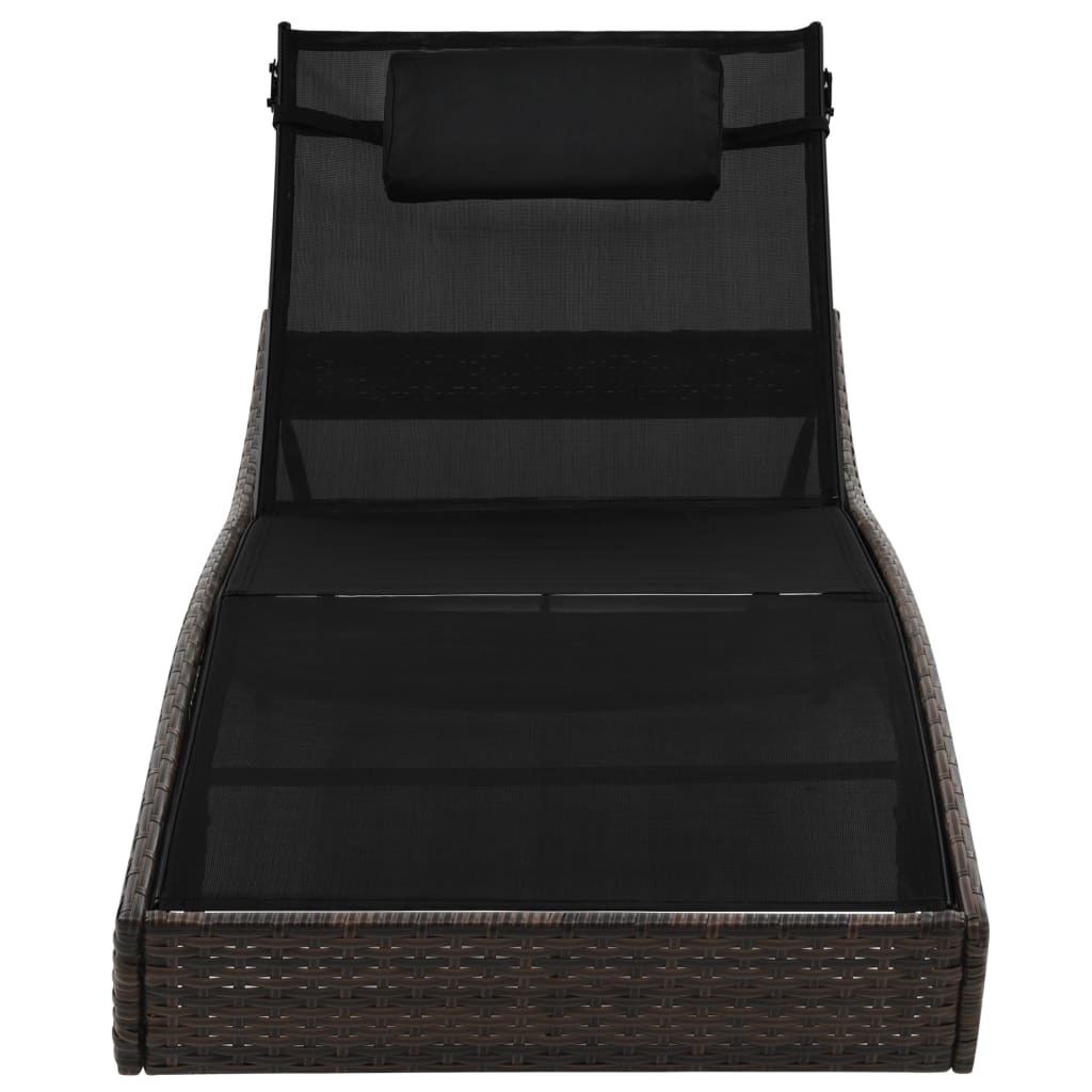 VidaXL Ligbed met kussen poly rattan bruin