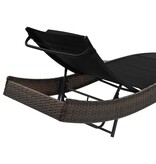 VidaXL Ligbed met kussen poly rattan bruin