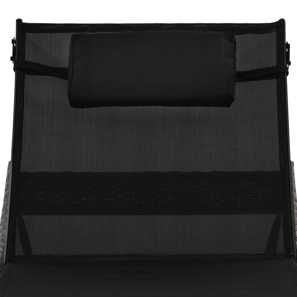 VidaXL Ligbed met kussen poly rattan bruin