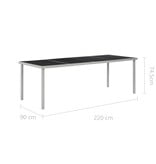 VidaXL Tuintafel 220x90x74,5 cm staal zwart