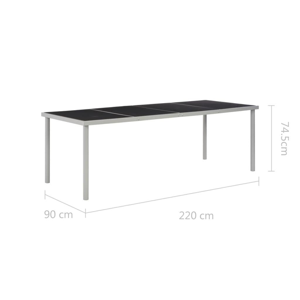 VidaXL Tuintafel 220x90x74,5 cm staal zwart