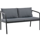 VidaXL Tuinbank tweezits met kussens aluminium grijs