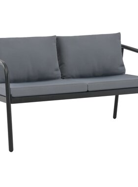VidaXL Tuinbank tweezits met kussens aluminium grijs