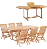 VidaXL 7-delige Tuinset 150-200x100x75 cm massief teakhout