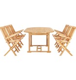 VidaXL 7-delige Tuinset 150-200x100x75 cm massief teakhout