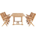 VidaXL 7-delige Tuinset 150-200x100x75 cm massief teakhout