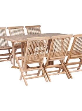 VidaXL 7-delige Tuinset inklapbaar massief teakhout