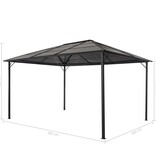 VidaXL Prieel met dak 4x3x2,6 m aluminium zwart