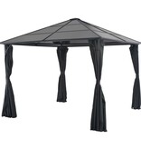 VidaXL Prieel met gordijn 3x3 m aluminium zwart