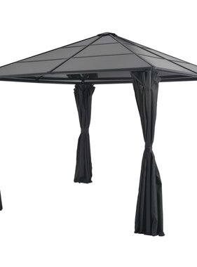 VidaXL Prieel met gordijn 3x3 m aluminium zwart