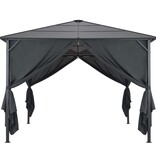 VidaXL Prieel met gordijn 3x3 m aluminium zwart