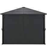 VidaXL Prieel met gordijn 3x3 m aluminium zwart