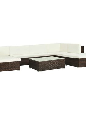 VidaXL 8-delige Loungeset met kussens poly rattan bruin