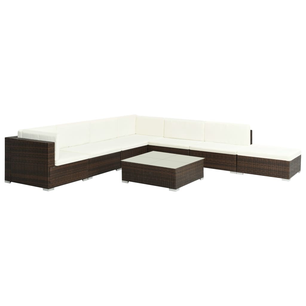 VidaXL 8-delige Loungeset met kussens poly rattan bruin