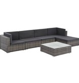 VidaXL 6-delige Loungeset met kussens poly rattan grijs