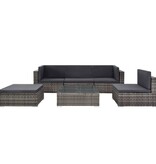 VidaXL 6-delige Loungeset met kussens poly rattan grijs